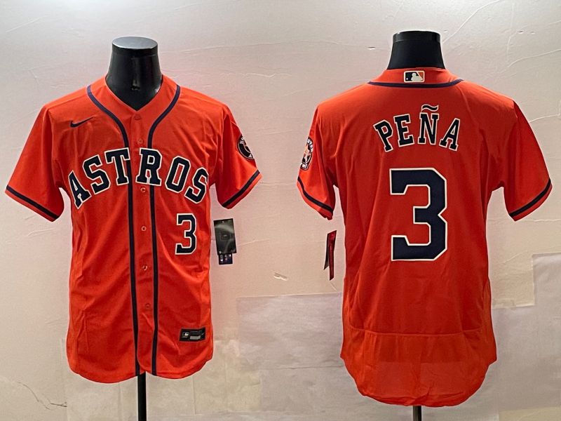 Men Houston Astros #3 Pena Orange Elite 2025 Nike MLB Jersey style 1->houston astros->MLB Jersey